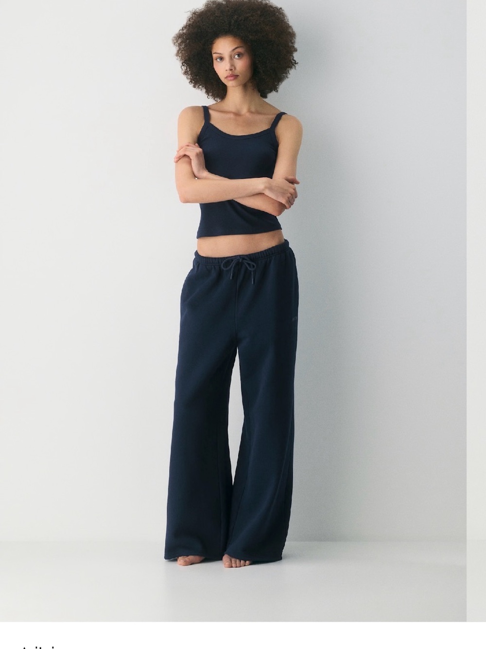 Aritzia Navy Wide-Leg Drawstring Lounge Pants